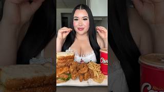 Everything I ordered from Raising Canes 🐓❤️ #canes #canessauce #chickentenders #foodies #mukbang