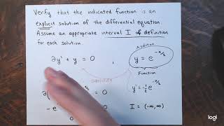 Verifying Explicit Solutions of an Ordinary Differential Equation (ODE) Examples