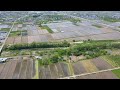 【ドローン空撮】水田が広がる5月の山形県上山市