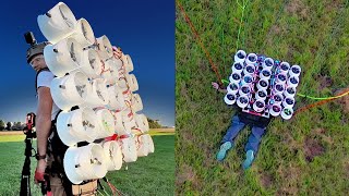 Flying with 50 drone motors (homemade flying machine)