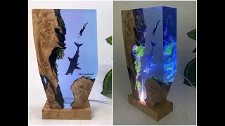How to Make Shark Resin Decor | Wood Resin Lamp | Scuba diver art |Ocean  Resin Lamp | Resin Art