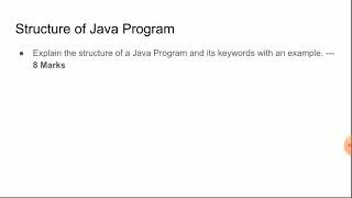 Structure of Java Program - (Module-2 Chapter-2 2.2.4 - Object Oriented Concepts) 18CS45