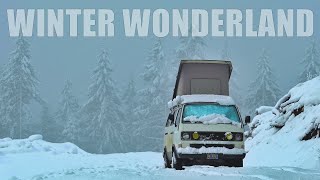 Winter Wonderland... Snow camping out in the Oregon coast range in our VW Vanagon Westfalia