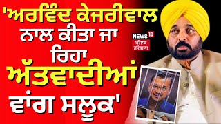 Bhagwant Mann met Kejriwal | 'ਕੇਜਰੀਵਾਲ ਨਾਲ ਅੱਤਵਾਦੀਆਂ ਵਾਂਗ ਸਲੂਕ ਕੀਤਾ ਜਾ ਰਿਹਾ' | News18 Punjab live