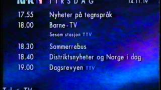 Program på NRK (2000) med Rapsodi på P1 + satelittinformasjon