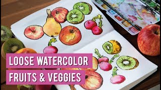 Watercolor Fruit and Vegetables Tutorial