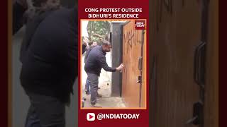 Youth Congress Protests At BJP Leader Ramesh Bidhuri's Home Over Remarks On Priyanka Gandhi