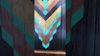 Southwestern Wall Art with Geometric Design in Gold, Bronze, Turquoise. Making Unique Wood Wall Art