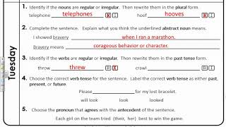 Week 14 Tuesday Grammar Book