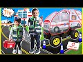 Emergency vehicle compilation with kids ambulance, fire truck, and police car education | Super Krew