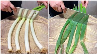 How to cut garlic leaves - Vegetables creative art activity for make cake at home #Tricks