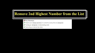How to Remove 2nd Highest Number form the Array List #sdet #interview #java #qa @SDET-tech