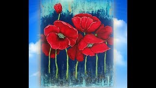 Red Poppies/ Floral Abstract Painting  / Acrylics / Demonstration/MariArtHome