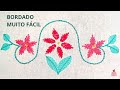 Bordado floral muito fácil 🌹 bordado livre 🌹 bordado a mão para iniciantes