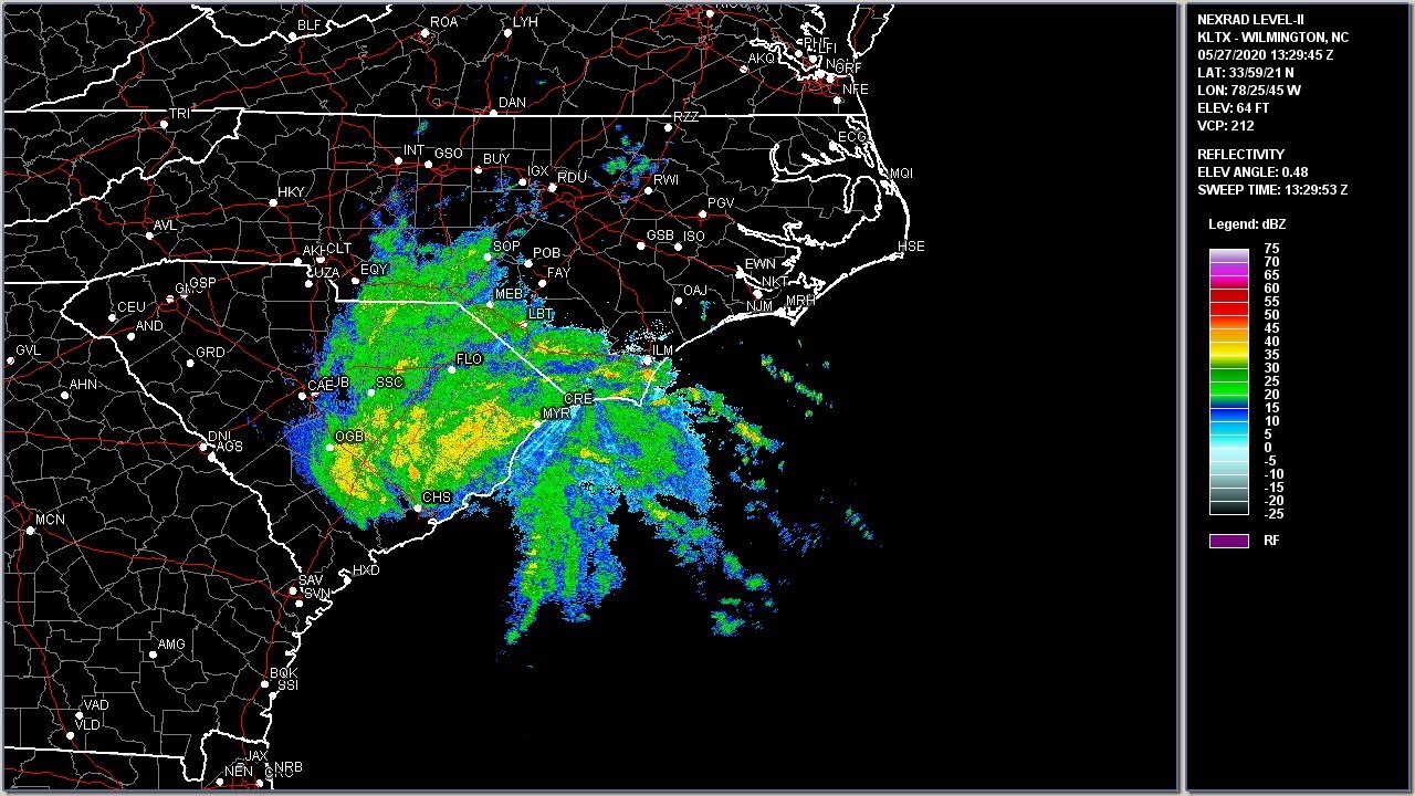 2020 Bertha - Wilmington, NC WSR-88D Radar Animation (HD 1280x720 ...