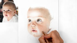 How to color with Colored Pencils - Baby Portrait Drawing