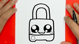 HOW TO DRAW A CUTE PADLOCK, THINGS TO DRAW