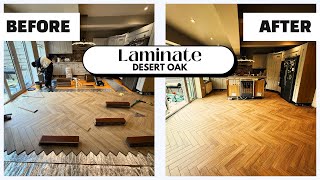 DESERT OAK LAMINATE HERRINGBONE FLOORING - FULL INSTALLATION