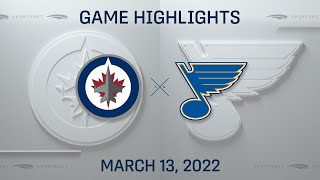 NHL Highlights | Jets vs. Blues - Mar 13, 2022