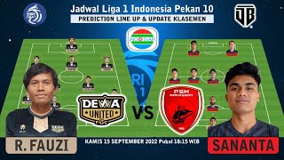 PREDIKSI SUSUNAN PEMAIN 🔴 Dewa United vs PSM Makassar  🔥 JADWAL LIGA 1 INDONESIA PEKAN 10