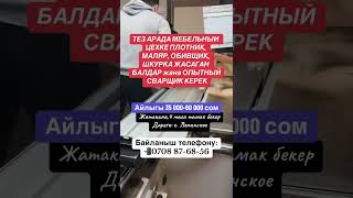 ТЕЗ АРАДА МЕБЕЛЬНЫИ ЦЕХКЕ ПЛОТНИК, МАЛЯР,ОБИВЩИК, ШКУРКА ЖАСАГАН БАЛДАР жана ОПЫТНЫЙ СВАРЩИК КЕРЕК