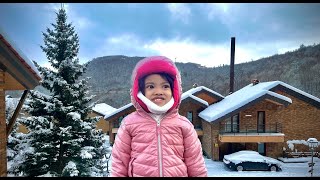 Tsaghkadzor Armenia  MJ's 1st snow experience . #snow #winter