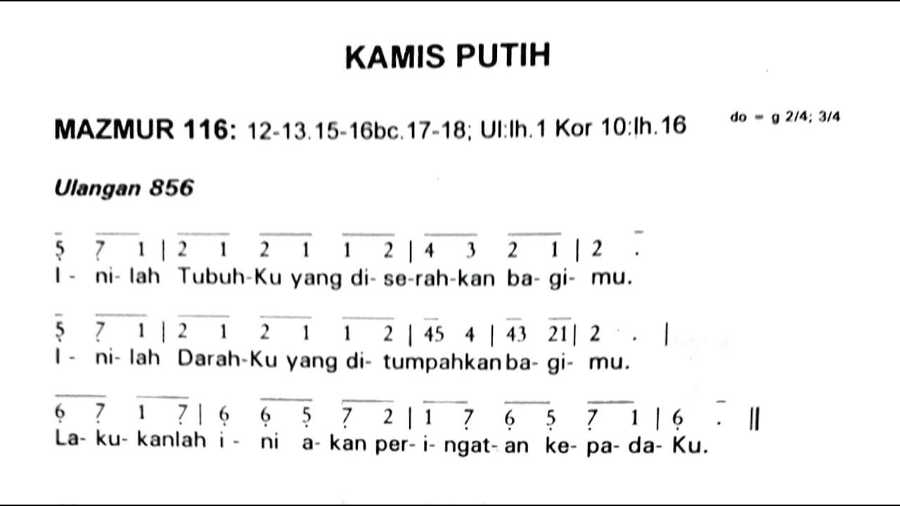 Kamis Putih || Mazmur Tanggapan Dan Bait Pengantar Injil || Kamis, 1 ...