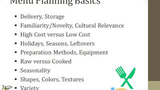 Planning Menus Short Session HOW