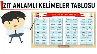 Zıt Anlamlı Kelimeler Tablosu