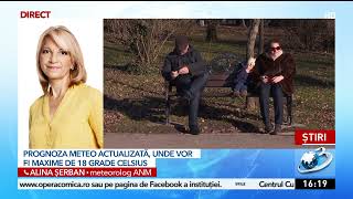 Prognoza meteo actualizată. Meteorologii anunță temperaturi maxime de până la 18 grade