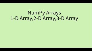 Numpy arrays-Creating 0D array, 1D array, 2D array, 3D array in Numpy.