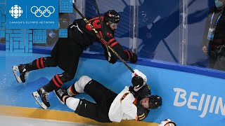 HOCKEY: Alex Grant opens scoring for Canada after massive hit | Beijing 2022 Olympics