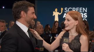 Bradley Cooper Crashes Jessica Chastain's Interview at 2024 SAG Awards