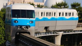 【リゾートライナー  試運転】舞浜リゾートライン100形 3編成（Type C・ブルー）が試運転電車として東京ディズニーシーステーションに到着するシーン（2022.6.19）