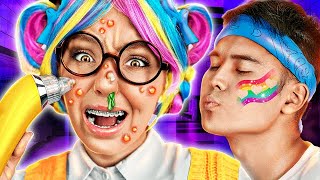 Extreme RAINBOW NERD MAKEOVER | Hacks To Become POPULAR* Beauty Transformation W