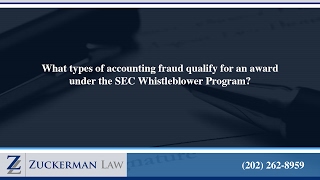 What types of accounting fraud qualify for an award under the SEC Whistleblower Program?