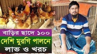 ছাদে ১০০ দেশি মুরগি পালনে লাভ ও খরচ | Desi murgi palan | Desi chicken farming in bangladesh