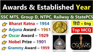 Awards & First Winner | Award Foundation Years | Award Statics Gk | Award & Honours Gk MCQs |
