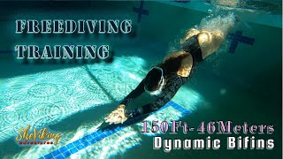 Dynamic Apnea Wearing Bi-fins | 150 Ft -  46 Meter Underwater Swimming | Freediving Training Session