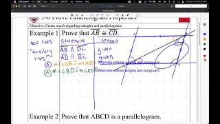 Geometry notes 3-6 Prove Parallelogram Properties (part 1 of 2)