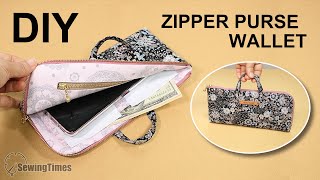 DIY ZIPPER PURSE WALLET | Long Purse Bag Tutorial [sewingtimes]