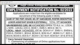 177 Jr. Asst. Grade-2 Jobs in SCCL Telangana