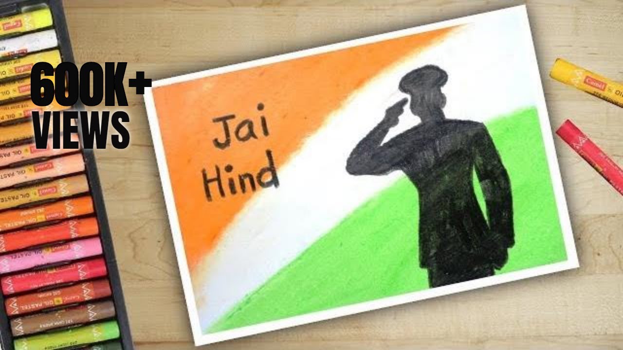 Independence Day Drawing With Oil Pastels - Step By Step - YouTube