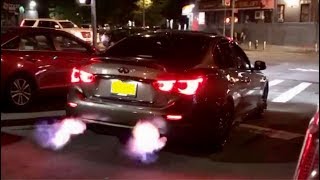 Infiniti Q50 shoots flames