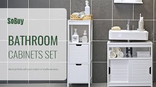 SoBuy Tall cabinet丨Under sink cabinet丨Laundry cabinet丨Wall cabinet丨Bathroom cabinets丨FRG126-W