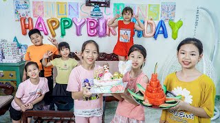 Kids Go To School | Chuns And Best Friend Birthday Cake And Fruit Party