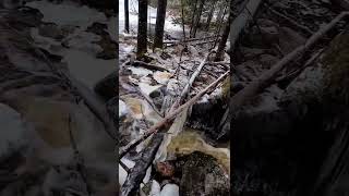 winter waterfall hike in freezing temperatures