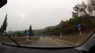 Heavy rain and spray on GR-8A (Rodia to Akrata, Greece) - onboard camera