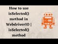 How to use isSelected() method in WebdriverIO | isSelected() method