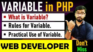PHP Tutorial - Variable in PHP | Concept, Rules & Practical | PHP Course #php